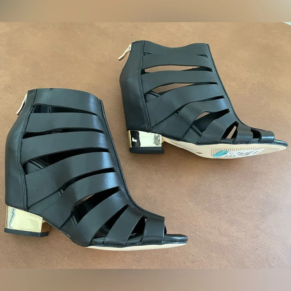 BCBGeneration Charlie heeled wedge, open peep toe shoes 10 black NWT 🎉HP x2🎉 - Picture 7 of 13